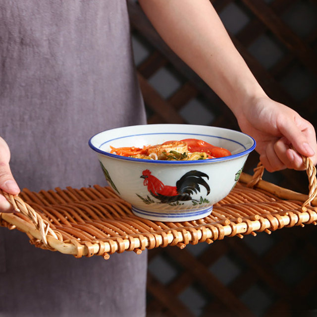 Rooster bowl set tableware ceramic thickened rice bowl Chinese style