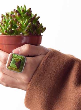 姑娘handmade转运风车夸张戒指