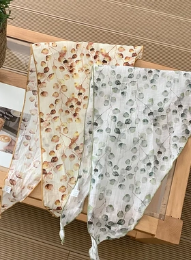 头巾夏女田园新款国风发带发箍丝巾轻奢高级感三角巾围脖女小领巾
