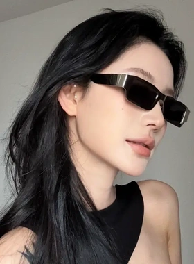 港风复古高级感金属方形街拍嘻哈眼镜潮男款方框夏ins复古太阳镜