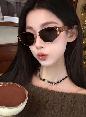 2025新款复古猫眼时髦墨镜男女款方圆脸显瘦防晒太阳眼镜可配近视