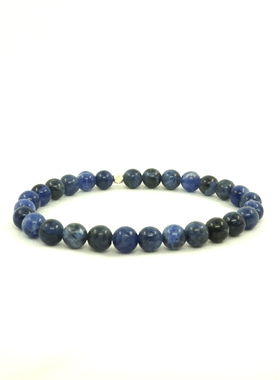 小众手作风天然纯银方钠石