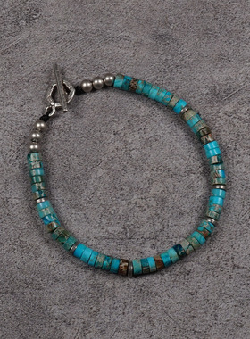 POHIER绿松石银珠手链