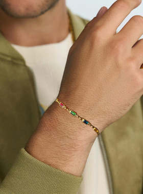 POHIER七彩方糖锆石手链