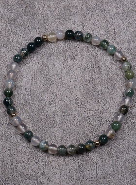 Pohier宝喜儿14K金水草玛瑙手链