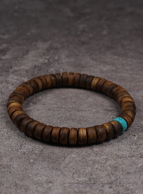 pohier天然原矿绿松石海沉香手链