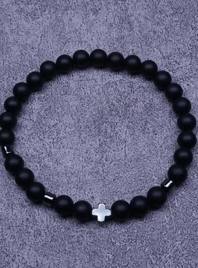 十字架天然玛瑙欧美手链