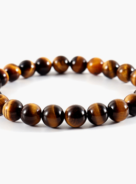 Pohier虎眼黑玛瑙火山石情侣手链