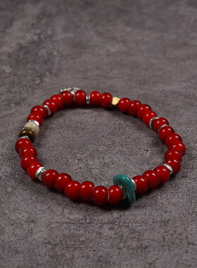 pohier绿松石琉璃纯银手链