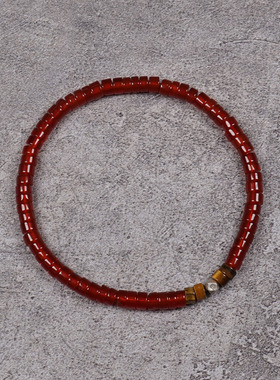 POHIER银珠天然红玛瑙手链