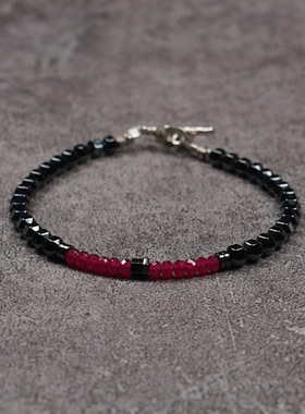 pohier宝喜儿切面珠红宝石手链