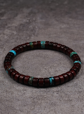 pohier原矿绿松石小叶紫檀手串