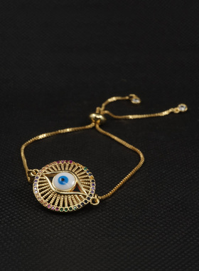 土耳其微镶18K金恶魔之眼手链