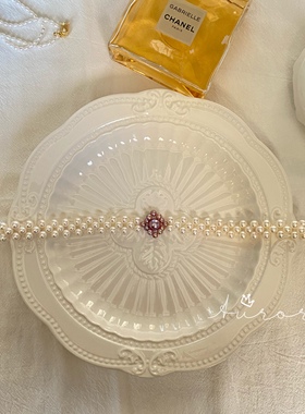 原创设计 天然淡水珍珠蕾丝choker 可盐可甜锁骨链光亮项链s925银