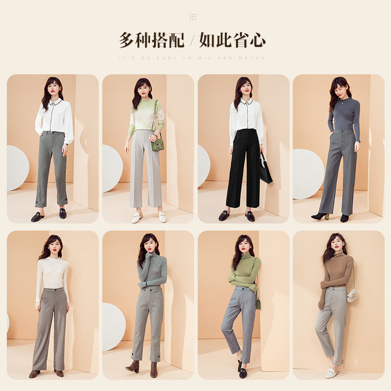 亦谷2020年秋冬新款毛呢子女哈伦裤 亦谷休闲裤