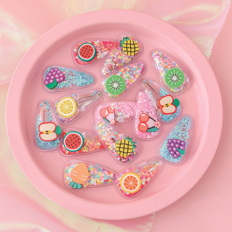 Children's quicksand fruit hair clip cute baby headwear bb clip Korean style girl girl heart side broken hair small clip