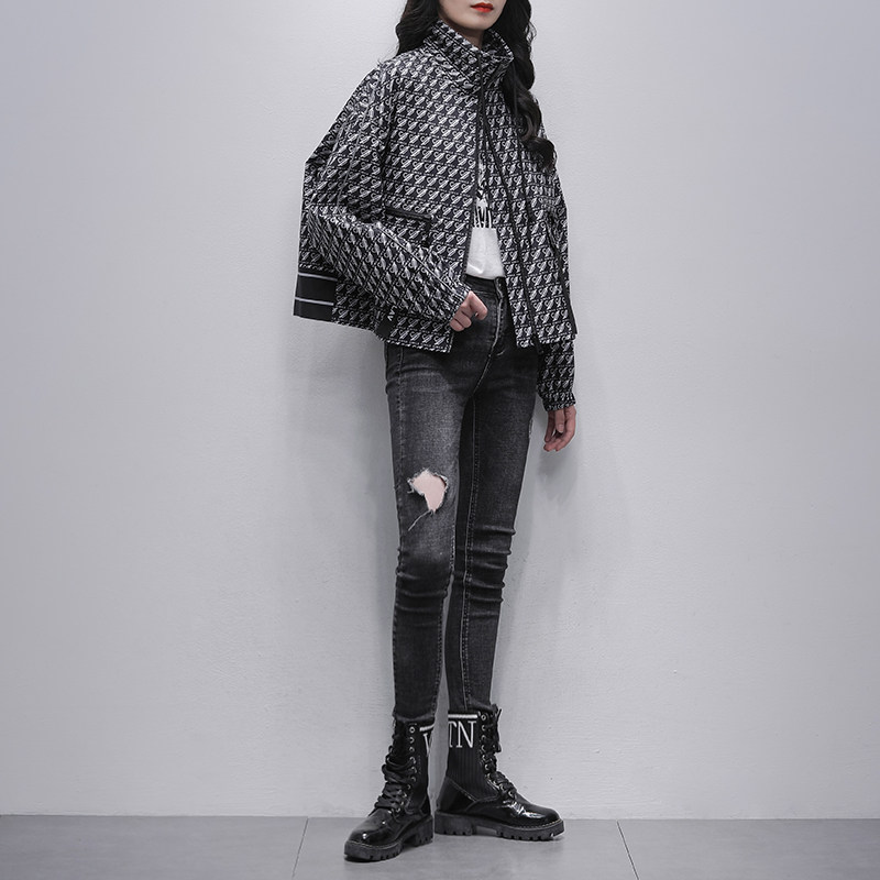 黑色千鸟格2022秋季新款韩版短外套 久拉拉短外套