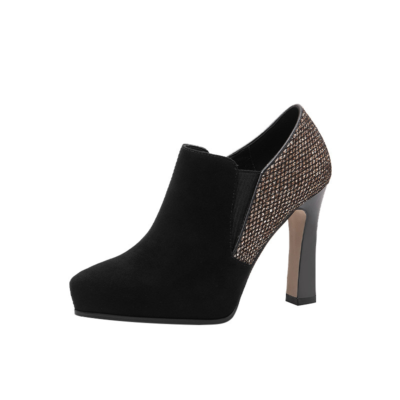 礼服优雅气质高跟鞋女2025秋季新款深口亮片粗跟尖头防水台单鞋,淘宝优惠券,粉丝福利购,淘宝优惠卷