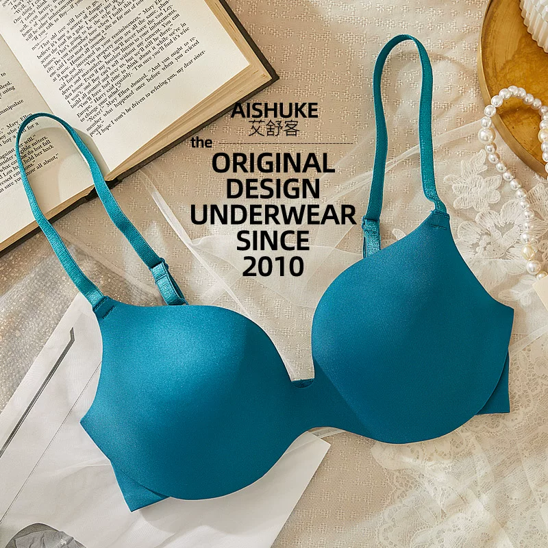 艾舒客 Glossy underwear, push up bra, wireless bra, set