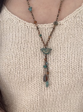 南西Handmade原创手作小森林捷克琉璃串珠毛衣链小鸟森系长项链