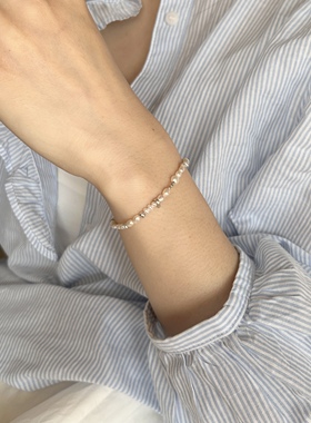 南西Handmade原创S925纯银小众设计不规则天然珍珠手链叠戴百搭