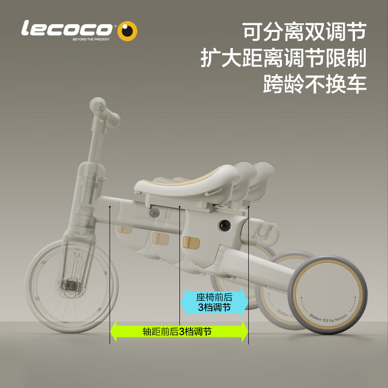 lecoco乐卡儿童三轮车沃克S3多功能宝宝脚踏车平衡车轻便遛娃神器-图1