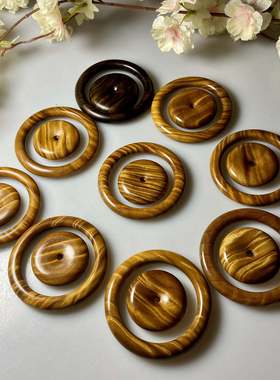 正宗金丝楠木手镯平安扣套装小叶桢楠复古镯阴沉木简约古典镯手环