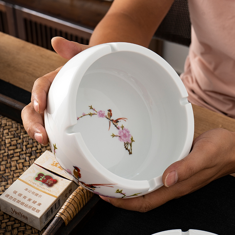 中式多功能陶瓷收纳烟灰缸个性潮流欧式复古家用客厅茶几大号烟缸 - 图0