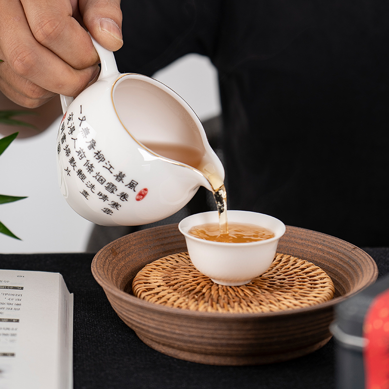 青花公道杯陶瓷茶海茶具零配分茶器中式匀茶杯复古风270ml纯白190 - 图2