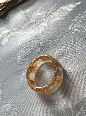 干花树脂金箔戒指小资风夏日配裙子白搭小花有黄色和粉色超甜蜜