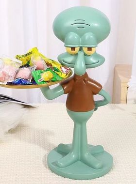 章鱼哥创意托盘摆件客厅收纳家居置物树脂卡通桌面装饰