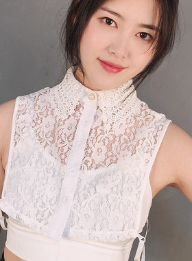 蕾丝韩国春秋绣花假领子白色减龄