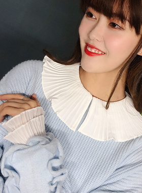 褶皱娃娃领衬衣领配饰假领子女衬衫百搭雪纺假领秋冬季配毛衣袖口