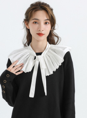 褶皱衬衫领假领子女百搭娃娃领