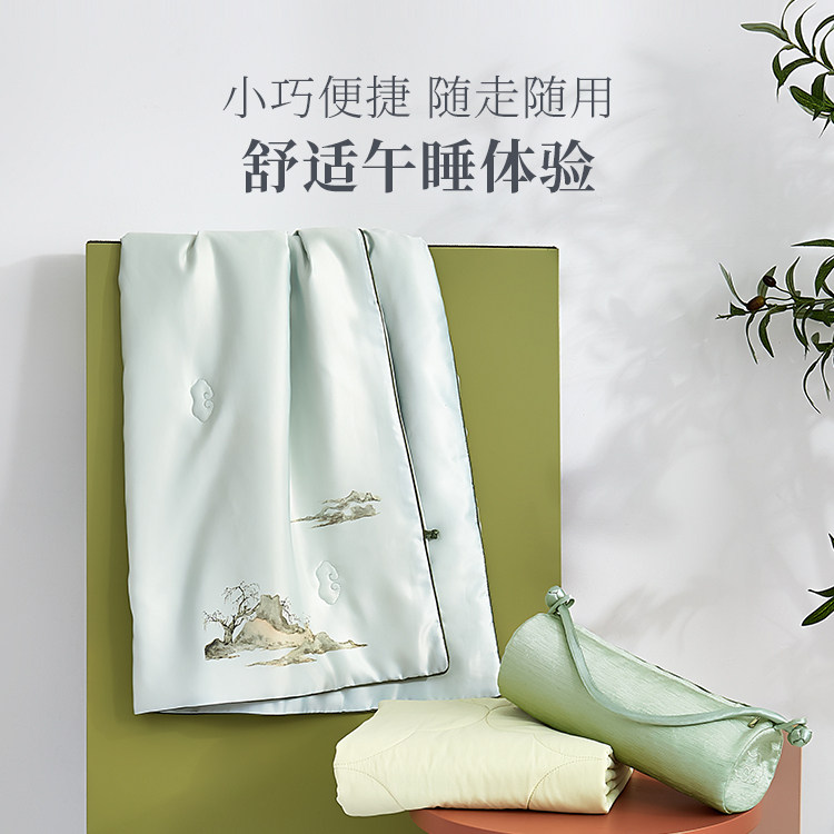 太湖雪印花时尚蚕丝便携毯小盖毯100%蚕丝苏州博物馆联名款