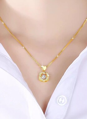 精美锁骨链女真金色沙金项链吊坠