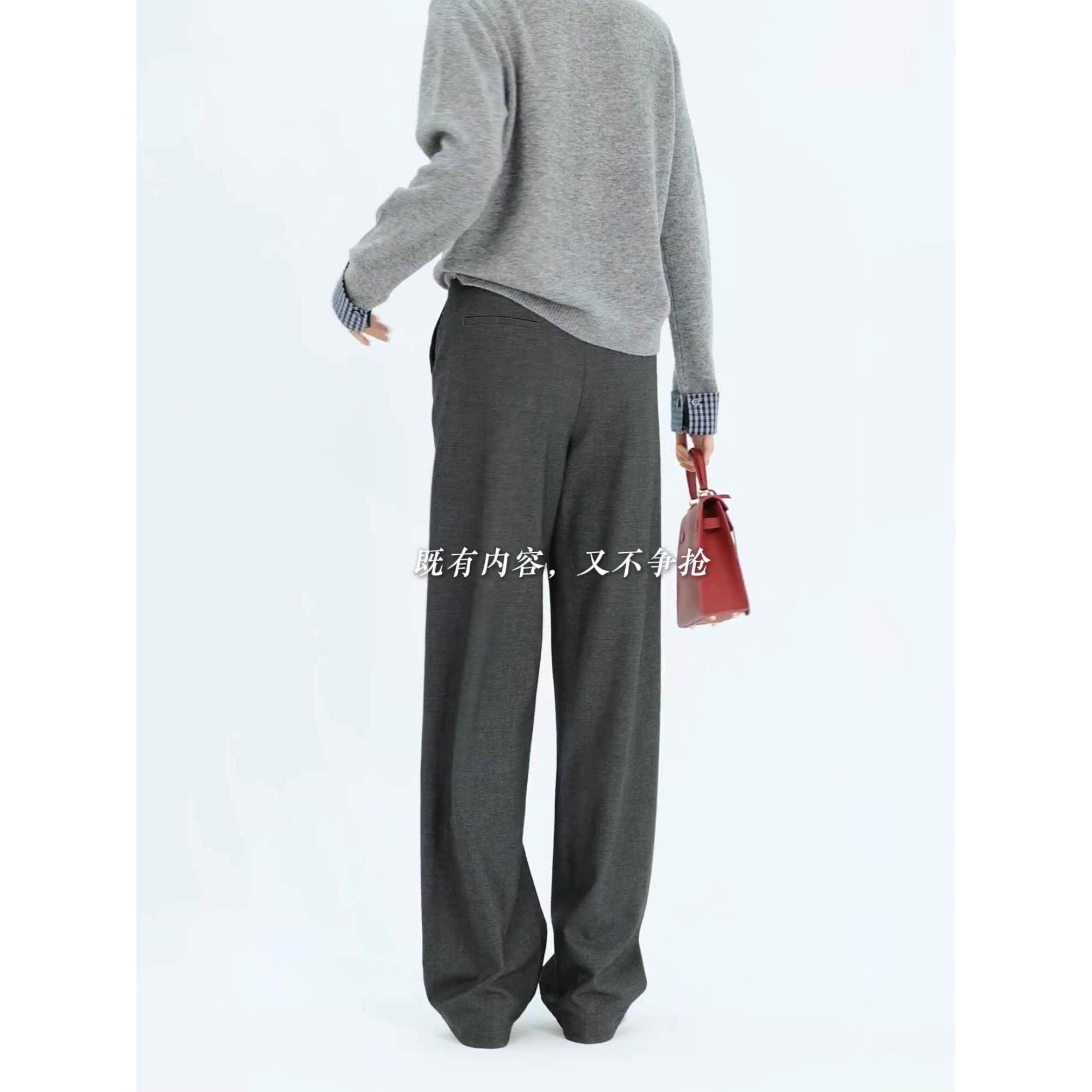 老钱气质天丝羊毛窄版直筒裤女垂感高级感2025新款爆款西装裤阔腿,淘宝优惠券,粉丝福利购,淘宝优惠卷