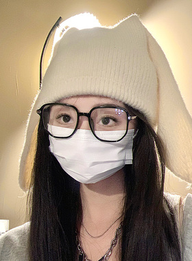 甜美可爱大长耳朵毛线帽女兔毛帽