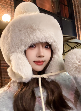 加厚毛绒蒙古帽女冬季东北雷锋帽骑车保暖防寒骑行防风护耳帽子男