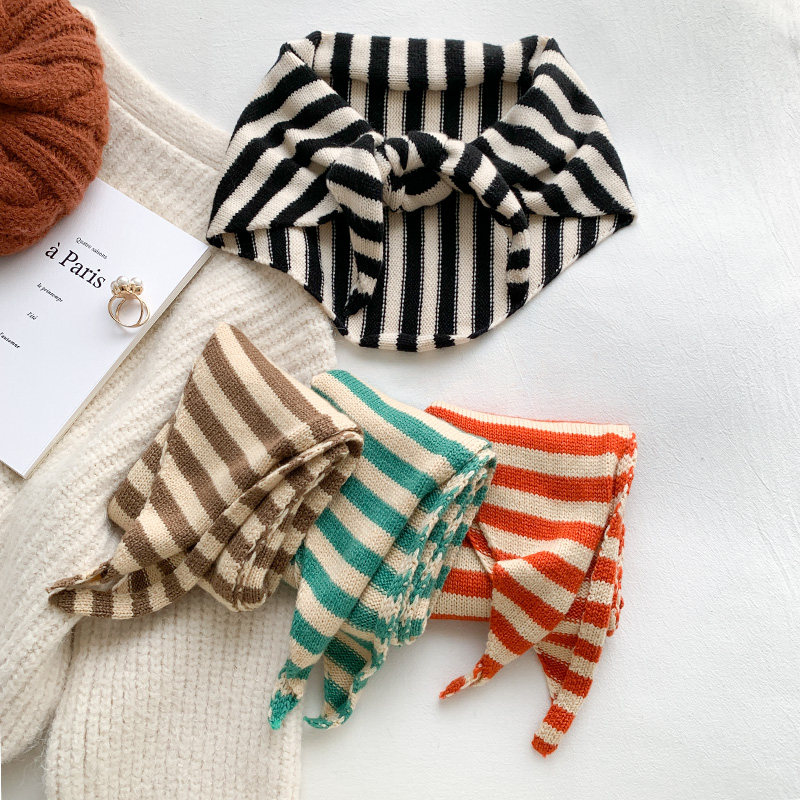 ins条纹三角针织小披肩围巾女秋冬季韩版百搭装饰护颈围脖保暖潮,淘宝优惠券,粉丝福利购,淘宝优惠卷