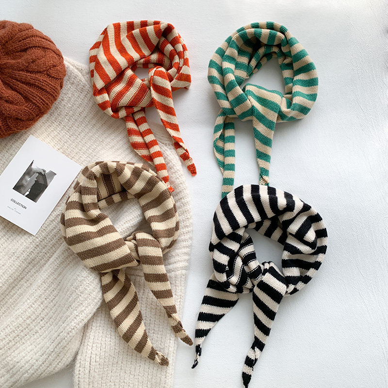 ins条纹三角针织小披肩围巾女秋冬季韩版百搭装饰护颈围脖保暖潮,淘宝优惠券,粉丝福利购,淘宝优惠卷