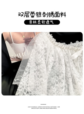 纯欲法式蝴蝶结系带蕾丝屁帘女春夏新款叠穿半身裙牛仔裤遮臀短裙