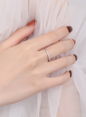 日韩莫桑石女戒指一字排戒叠戴单身戒子厂家s925纯银指环跨境批发