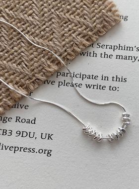 纯银碎银子蛇骨项链可调节女