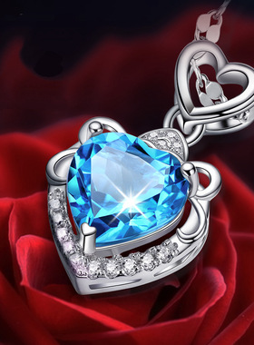 young托帕石紫蓝海洋之星银项链