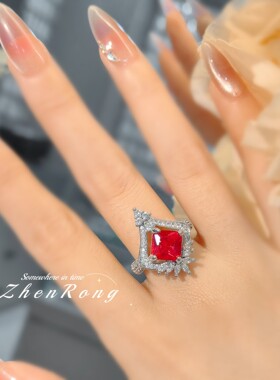 培育鸽血红宝石戒指女