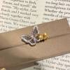 Young retro twin butterfly titanium steel ring for women with light luxury temperament two-color gold butterfly brushed sweet ins fairy style
