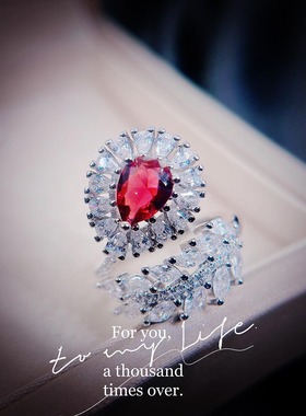 小红书高定珠宝仿真鸽血女