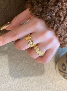 中式古法金十字金刚杵戒指