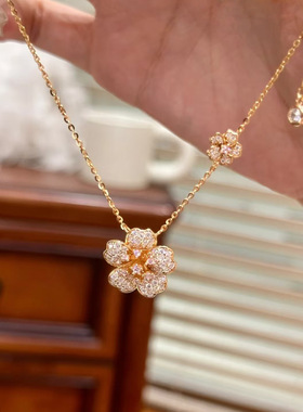 法式复古烂漫双花项链女